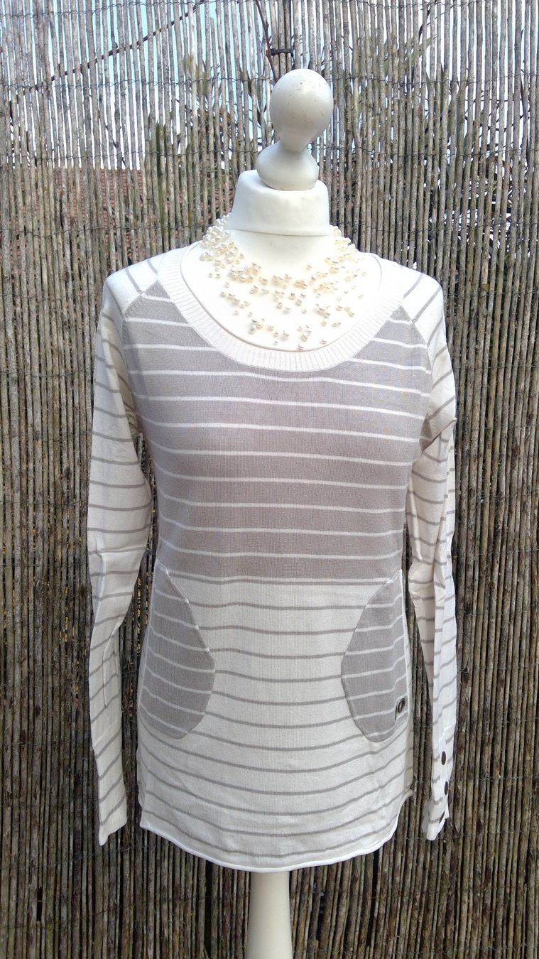 Maglioni & Felpe: Pullover rayé gris & blanc SPOT, taille M/L, NEUF – Nuovo e nell'imballaggio originale da Agiez venduto da chouchanelle