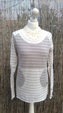 Pullover rayé gris & blanc SPOT, taille M/L, NEUF