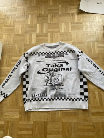 Maglione Taka Original bianco nero grafica taglia M