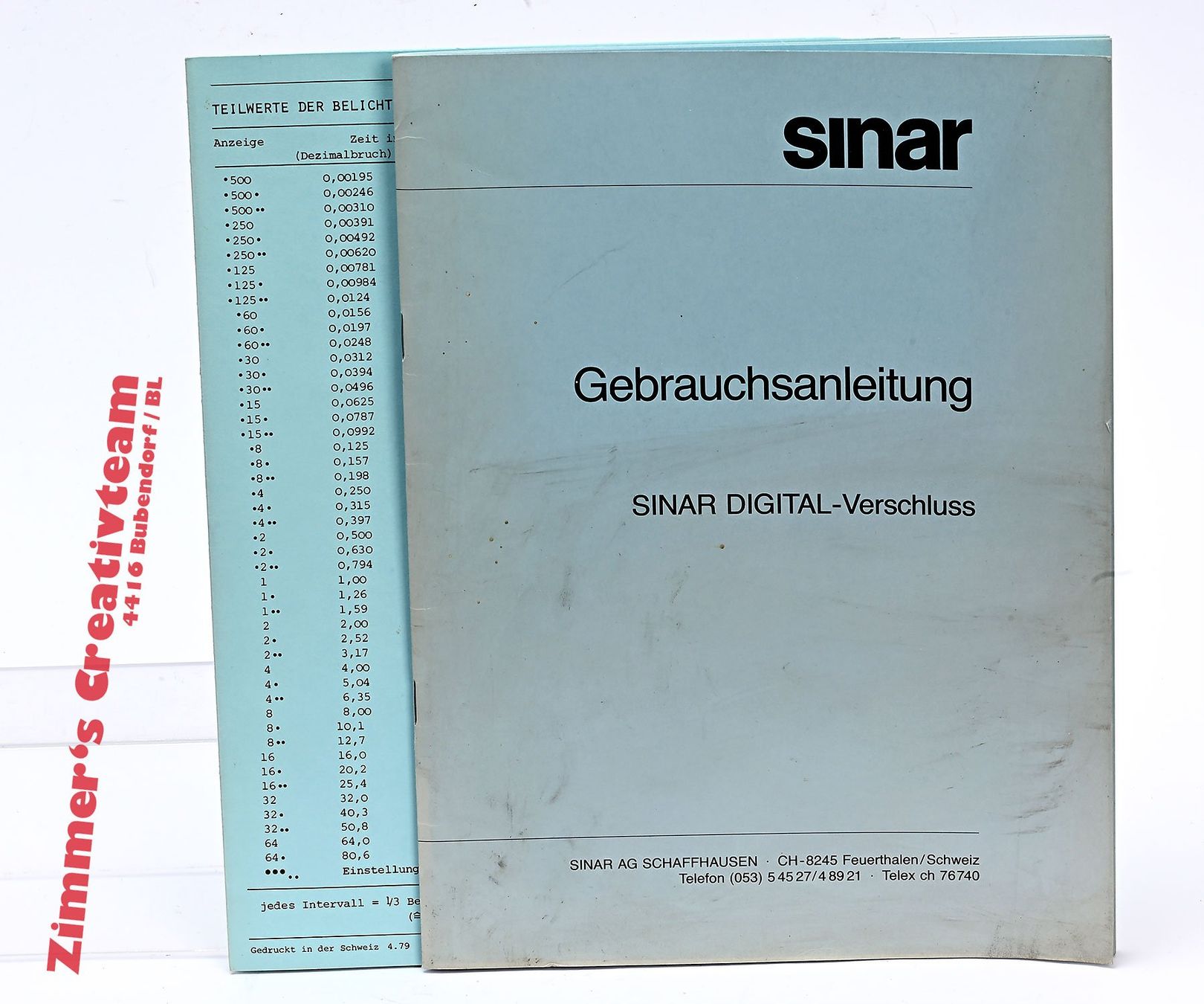 Sinar Fotocamera: SINAR Digital-Verschluss orig. Anleitung – Usato da Bubendorf venduto da zimmers_creativteam