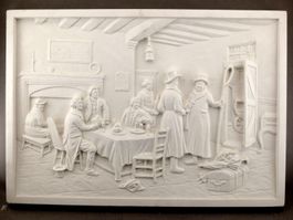 Bas relief scène taverne 59 X 41 Flachrelief Wirtshausszene