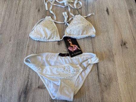 Glitzernder weisser Bikini mit Strasssteinen, Gr. M, Somm...