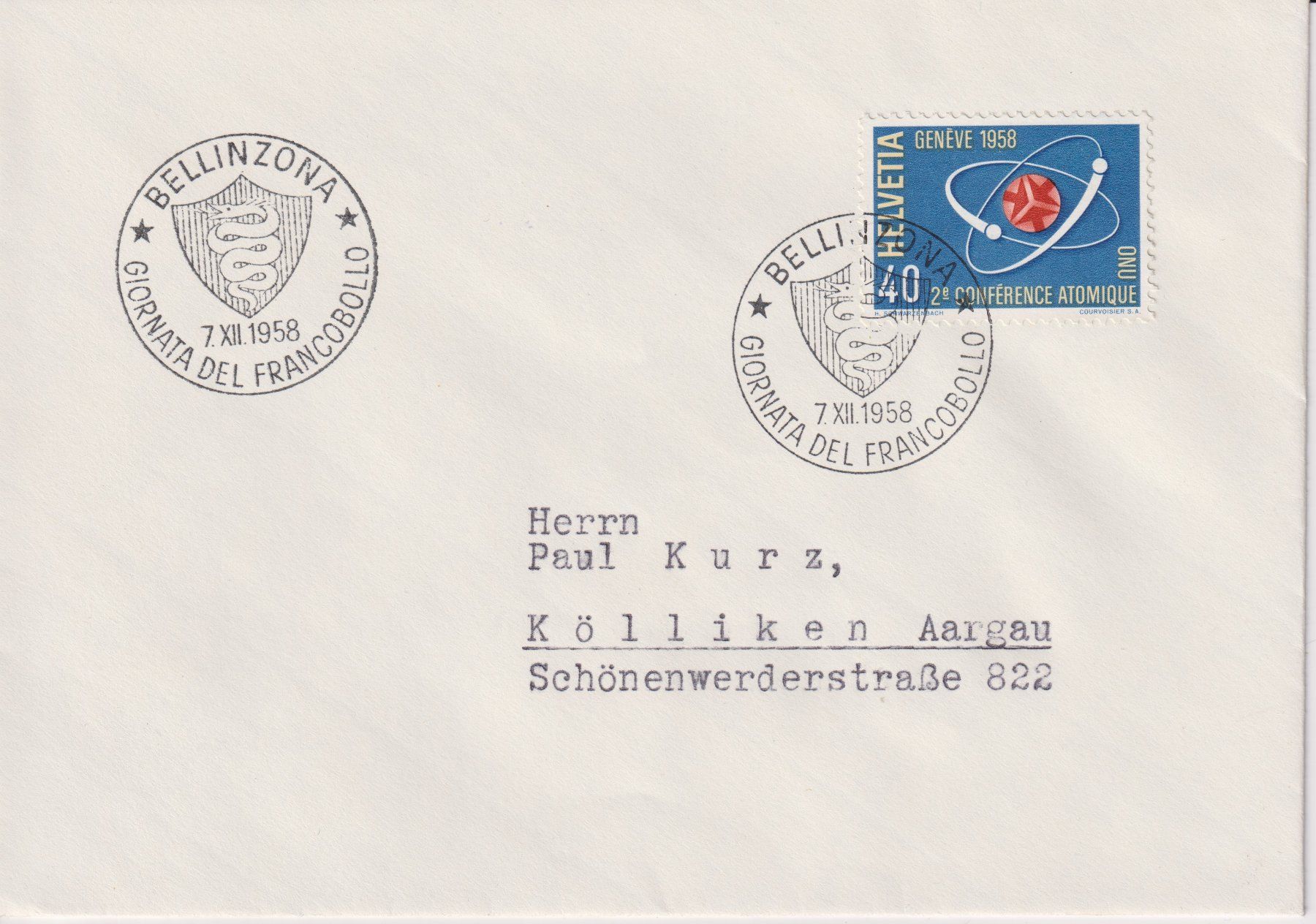 Tutti i francobolli: Tag der Briefmarke Bellinzona 1958 – Usato da Bellach venduto da qsearch