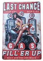 AMERI GAS Hot Girl auf Bike - Blechschild  (neu/OVP)