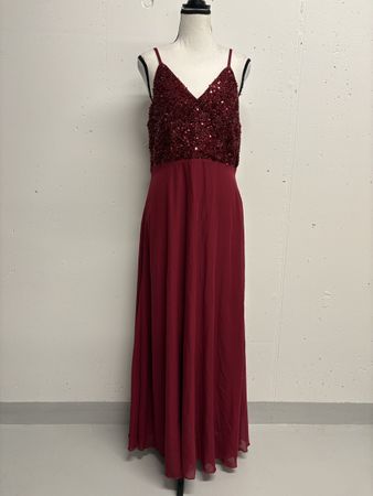 Rotes Abendkleid mit Pailletten  Gr. M Maxikleid bordeaux