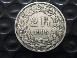 2 Fr. 1905  Auflage 0,30 Mio. Prägungen  -  Ungereinigt  -
