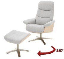Relax Sessel Amasra Stoff grau Eiche hell inkl. Hocker