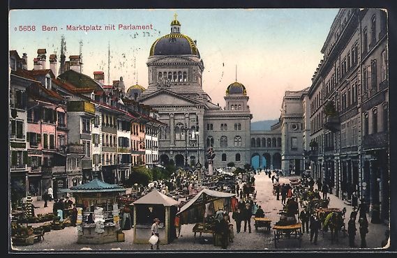 Cartes postales: Bern, Markttag vor dem Parlamentsgebäud – D'occasion à Berlin par bartko-reher