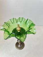 Antiker Jugendstil-Aufsatz – grünes Glas – Bronze