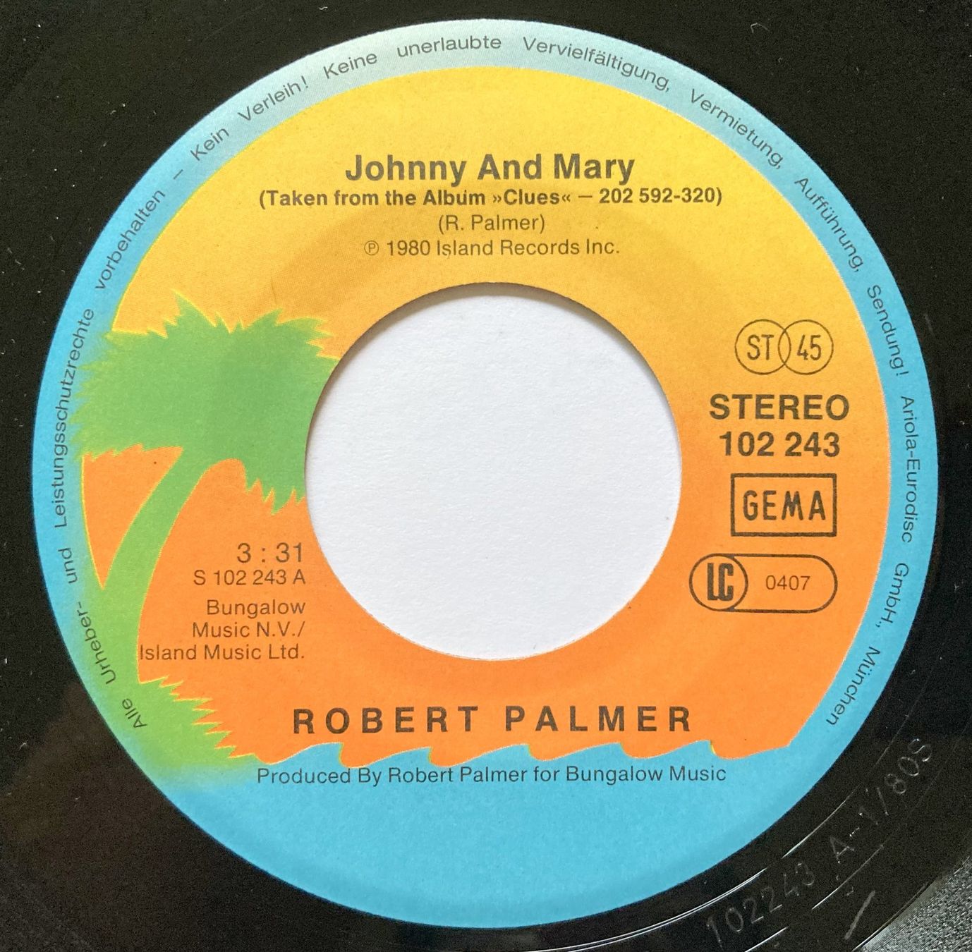 Schallplatten: ROBERT PALMER - JOHNNY AND MARY – Gebraucht aus Bottens von hotter-than-hell 2