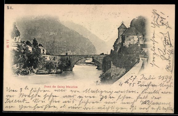 Cartoline postali: AK Saint Maurice, Pont de Saint Maurice – Usato da Berlin venduto da bartko-reher