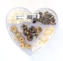 Herzdose Perlenmischung natur