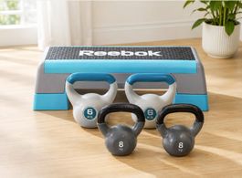 Reebok Stepper 2× 6 kg & 2× 8 kg Kettlebell Home-Fitness-Set