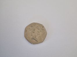 Große 50 Pence Münze 1997 Königin Elizabeth II – Britannia