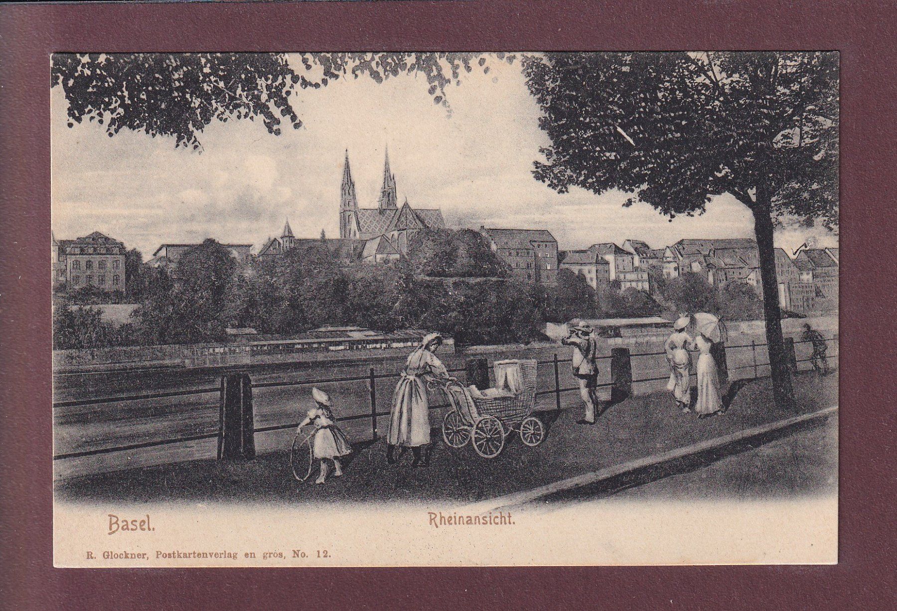 Cartoline postali: BASEL - Rheinansicht - Leute – Usato da Pully venduto da nicecards