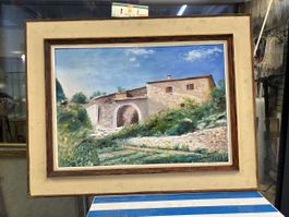 Charmante huile sur toile signée M. Laissue, paysage provenç