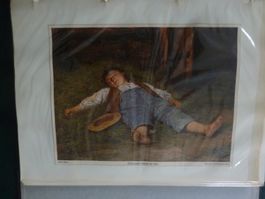 Ordner mit Kunstdruck, meist Albert Anker