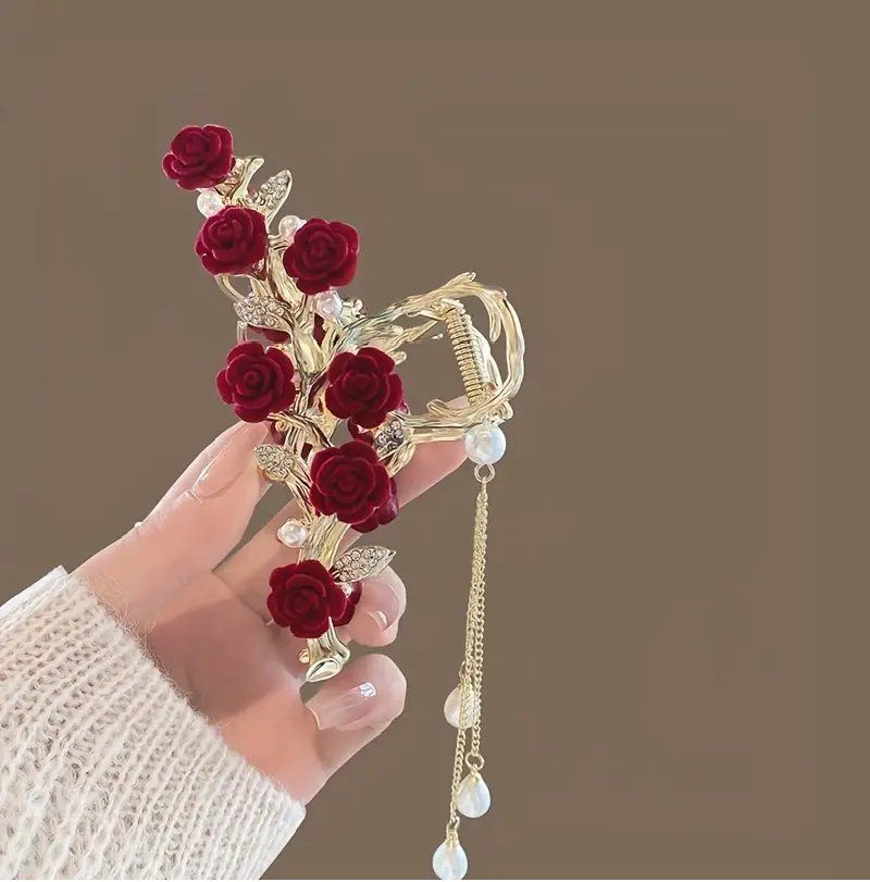 Haarschmuck: Elegante Haarspange mit Samt Rosen & Perlen – Neu und originalverpackt aus Glattbrugg von majuska01 2