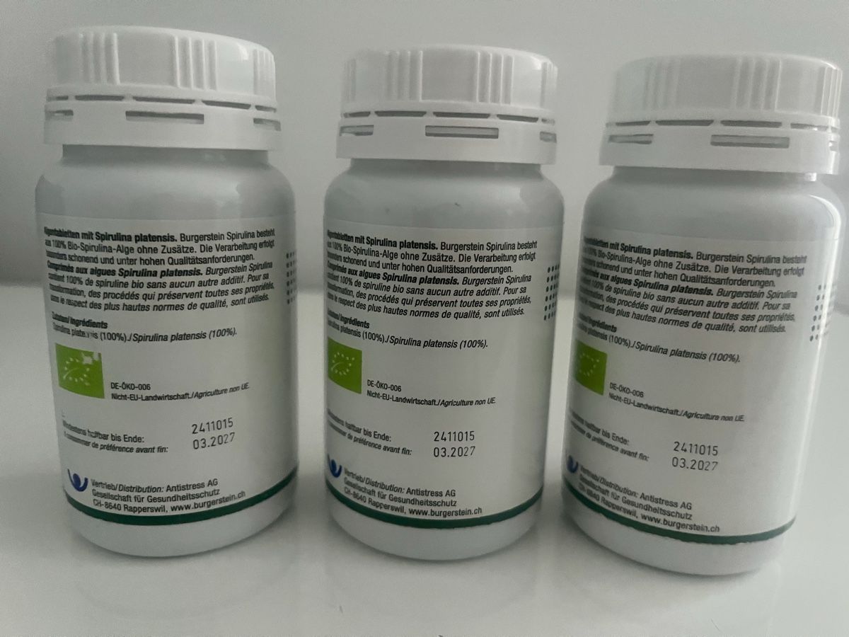 Cibi & Specialità: Burgerstein Spirulina Tabletten 3er Packung Bio Algen – Nuovo e nell'imballaggio originale da Zürich venduto da Jaskam 2