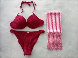 Bordeaux Bikini in Grösse S (80B) mit Tunika, NEU!