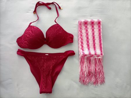 Bordeaux Bikini in Grösse S (80B) mit Tunika, NEU!