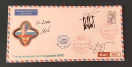 Weltraum ISS Bordbrief Ablösung 5 OU / Exp. 6 (3) und 7 (2)