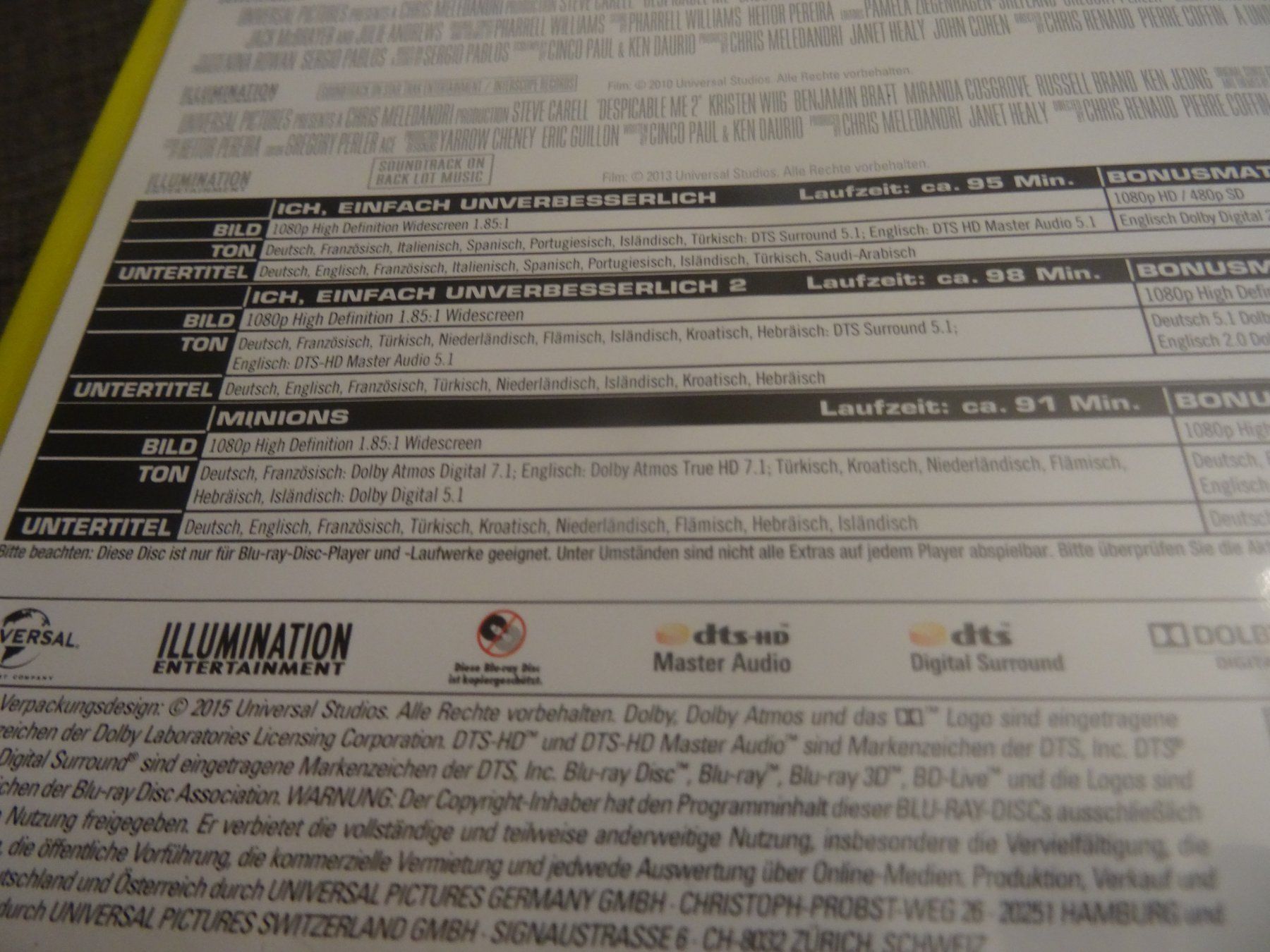Tutti i DVDs: Minions & Ich EINFACH  UNVERBESSERLICH Collection Blu-ray – Usato da Olten venduto da Disc-Verkauf 4