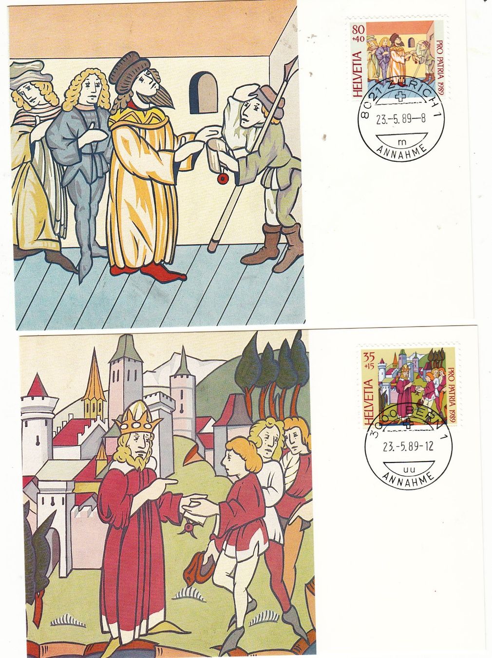 Alle Briefmarken: Maximumkarten Pro Patria Schweiz 4 Stk.1989 – Gebraucht aus Herrliberg von Lfrifda 1