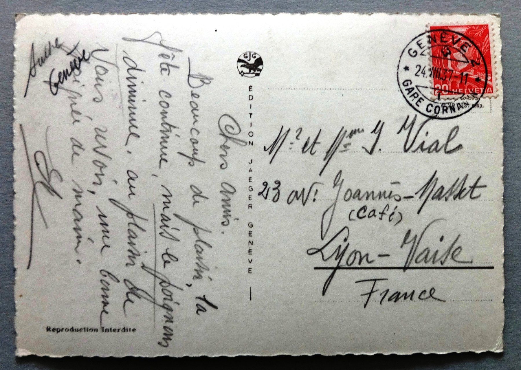 Ansichtskarten: Genève - La Rade et le Mont-Blanc – Gebraucht aus Fétigny von Billy2miny 1