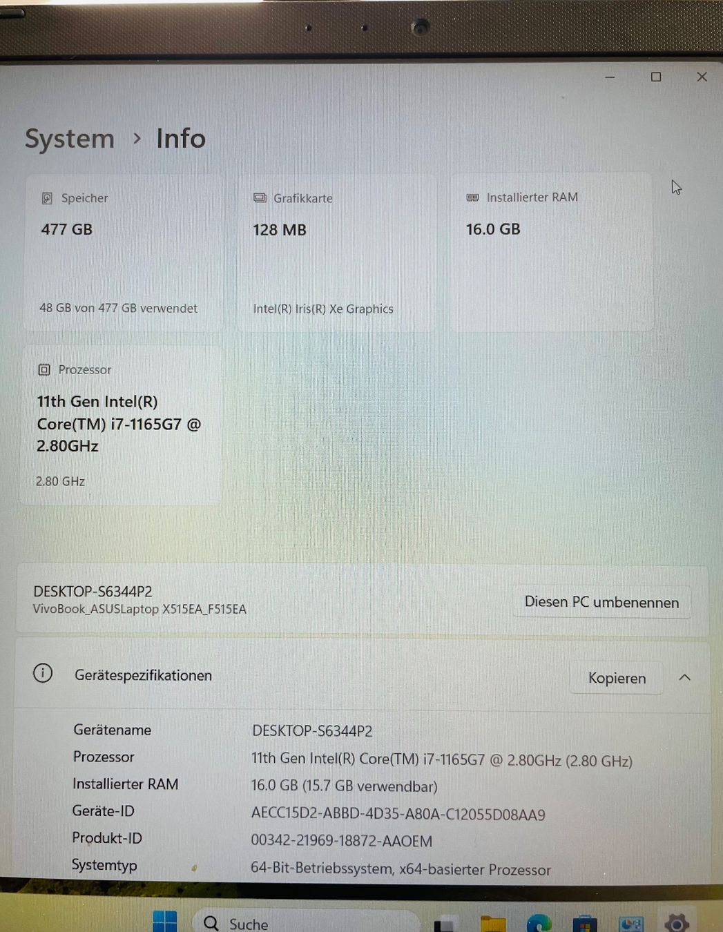 Asus Notebooks: Asus F515E, Top Zustand, Windows11 – Gebraucht aus Lyss von Katai 7