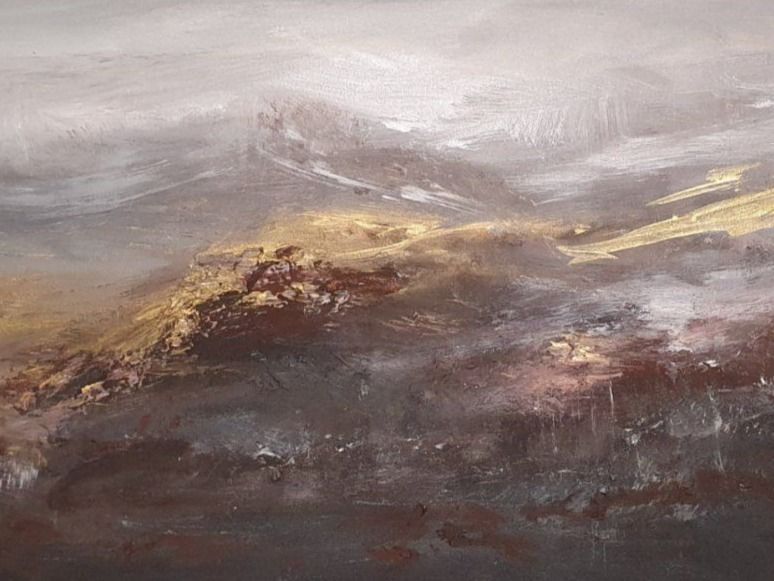 Dipinti: ACRYLBILD 150x50, Bergen, Landschaft mit Gold in Acryl – Nuovo e nell'imballaggio originale da Beinwil am See venduto da Superchance 1
