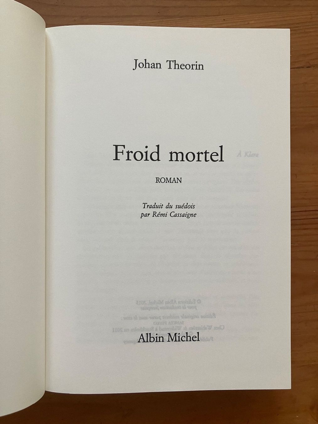 Livres: Froid mortel (Johan Theorin) – D'occasion à Meyrin par Julien333 1