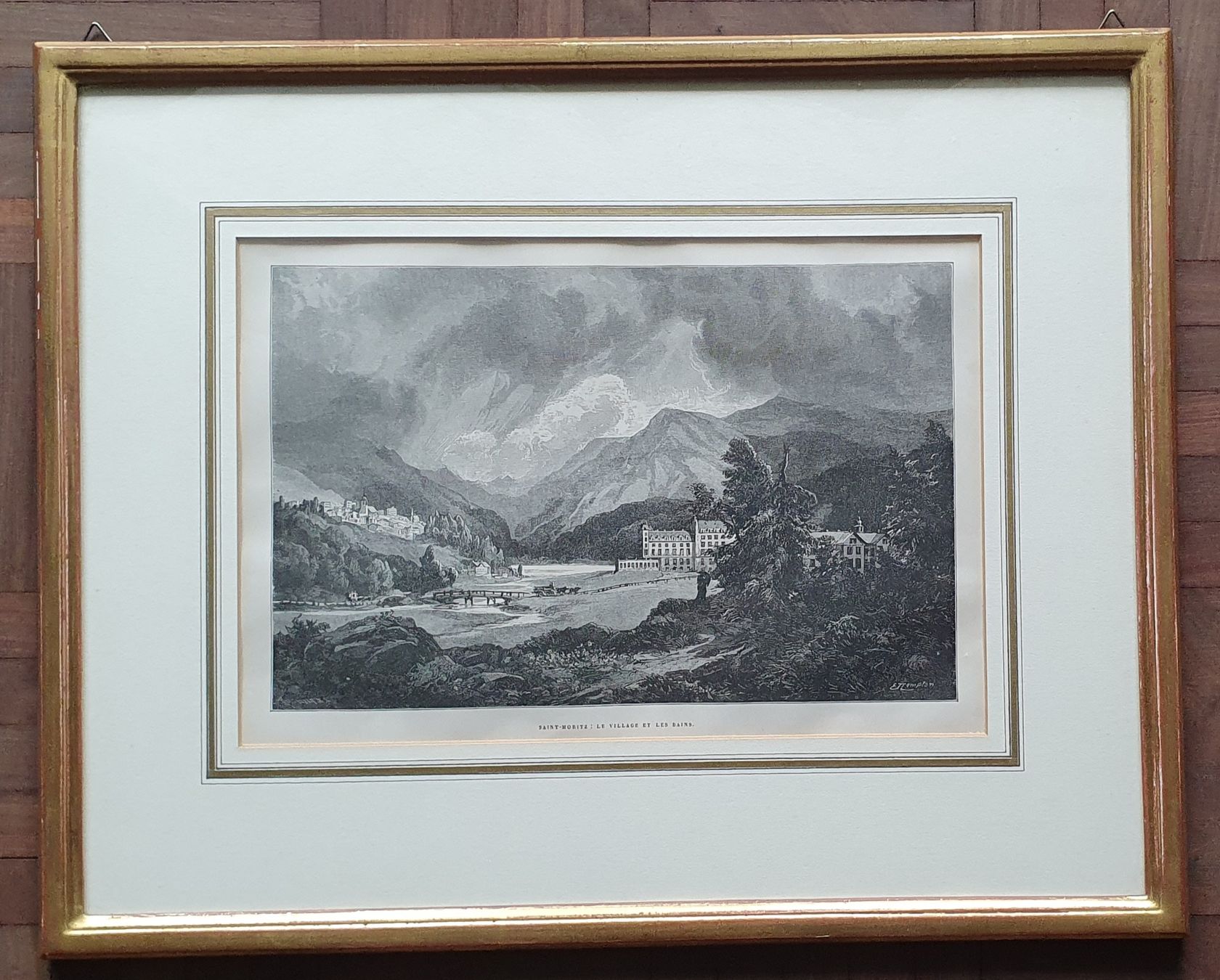 Incisioni: Bild - St.Moritz,  Holzstich im Goldrahmen – Usato da Kreuzlingen venduto da Rschweiz1