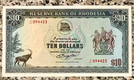 10 Dollars Rhodesien 1979!!! aUNC!!! Rarität!!!