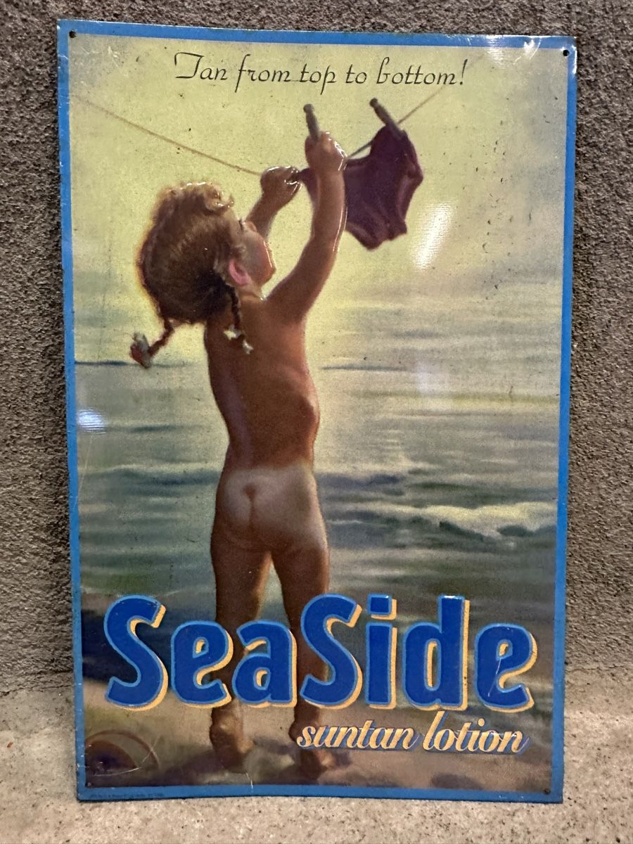 Insegne: Seaside suntan Lotion Werbung Reklame  – Usato da Reinach AG venduto da rares75