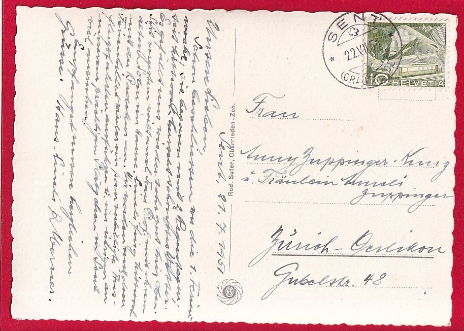Ansichtskarten: SENT 1951 – Gebraucht aus Grüningen von Kartenlaube 1
