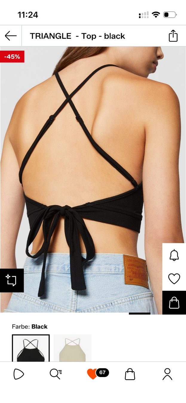 Top: Schwarzes Crop Top mit Kreuzträgern – Nuovo (secondo la descrizione) da Seuzach venduto da anina.k 1