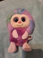 Peluche rigolote à longs cheveux multicolores, comme neuf