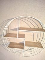 Wandregal rund Metall weiss inkl. Holzoptik