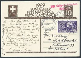 Flugpost  Schweiz 1929 Zürich Basel Köin Luftpost