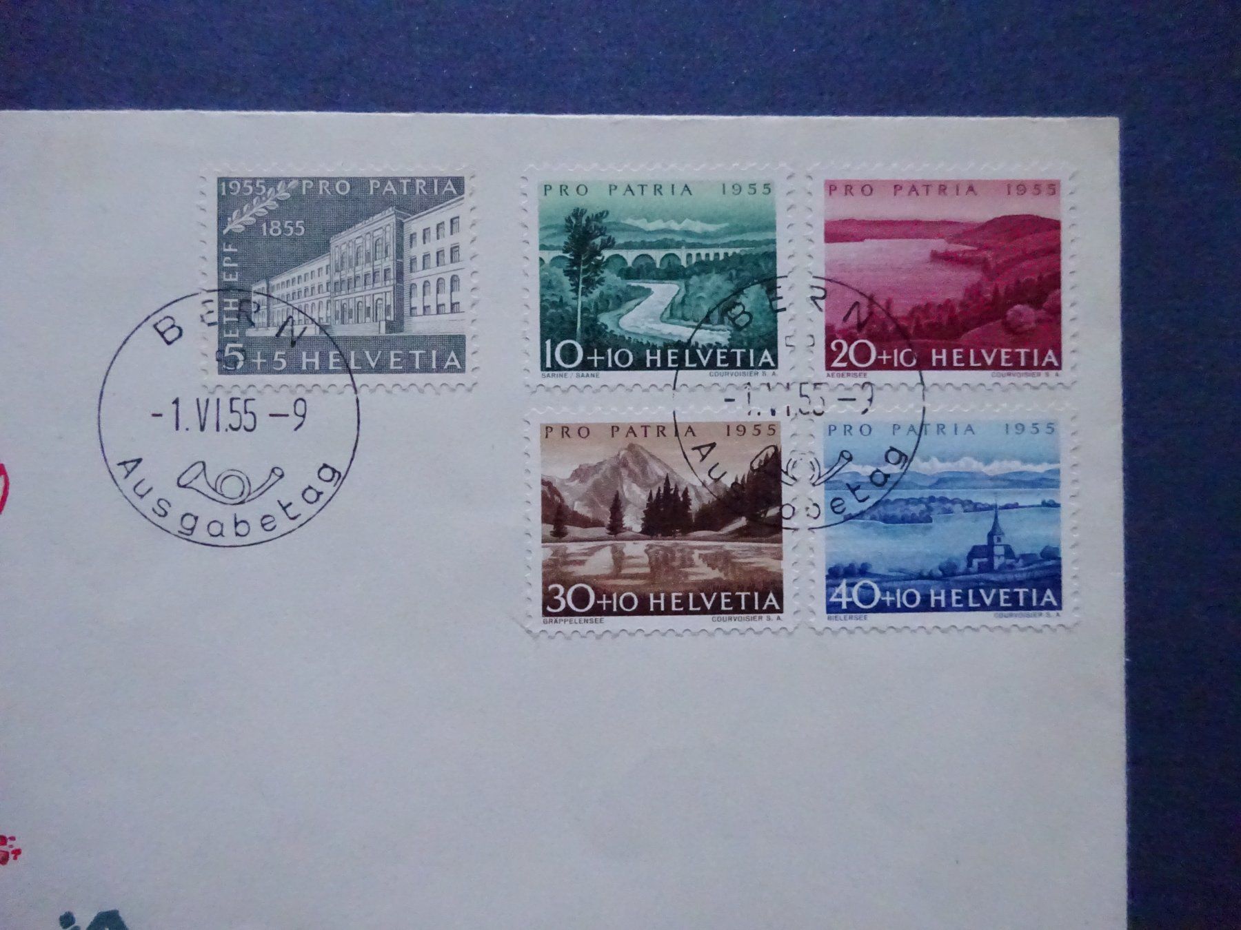 Tutti i francobolli: 1955 Pro Patria FDC BERN - Adresslos – Usato da Appenzell-Steinegg venduto da adi1975 2