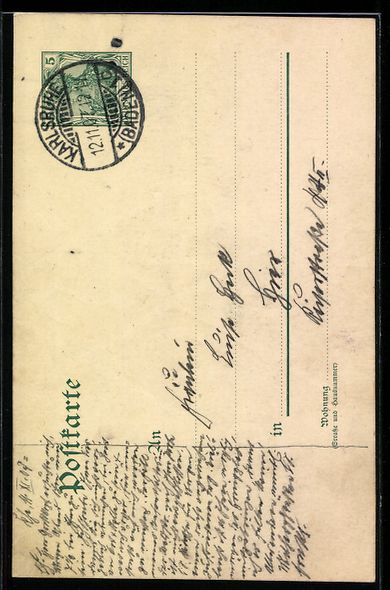 Cartoline postali: Handgemalt sign. E. Langenbach: Karlsruh – Usato da Berlin venduto da bartko-reher 1