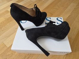 Guess Pumps schwarz Wildleder mit Plateausohle neu