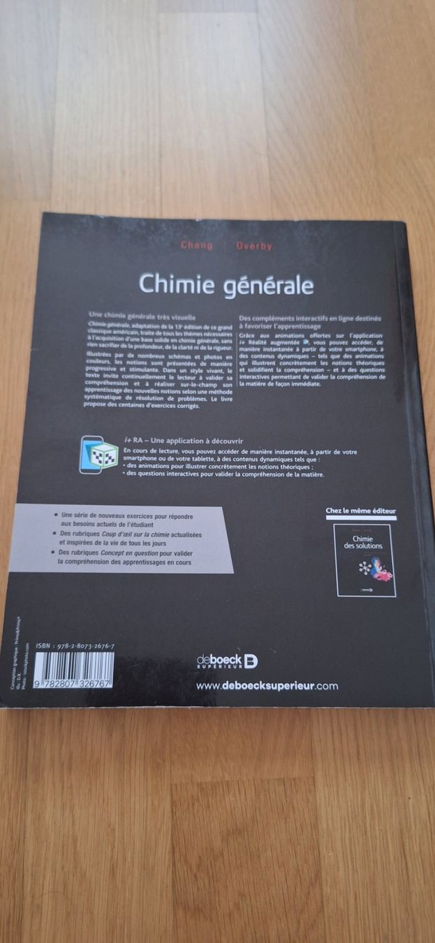 Libri: Chimie générale,  5e édi., Aurélie Arpin / Luc Papillon – Nuovo (secondo la descrizione) da Lussery-Villars venduto da pousinete02 1