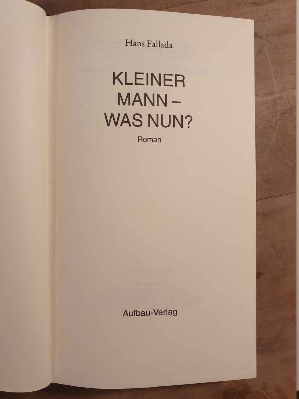 Livres: Kleiner Mann - Was nun? Hans Fallada Aufbau – D'occasion à Zürich par loosebone 1