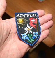 VINTAGE Badge MONTREUX nos ST. GALLER STICKEREI blau