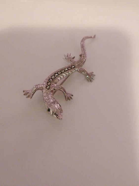 Broche Salamandre En Métal Argenté - Neuf Sans Emballage