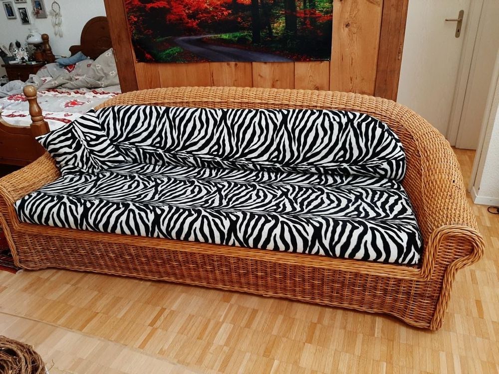 Rattan 3er Sofa Kissen Zebra Kaufen auf Ricardo