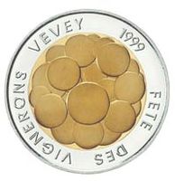 CHF 5.- commémorative 1999 Fêtes des Vignerons