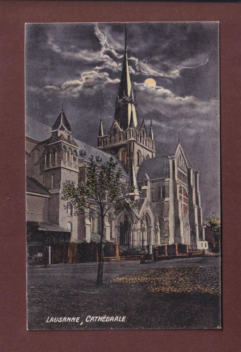 Ansichtskarten: LAUSANNE - Cathédrale au clair de lune – Gebraucht aus Pully von nicecards